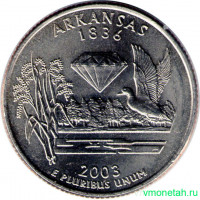 Монета. США. 25 центов 2003 год. Штат № 25 Арканзас. Монетный двор P.