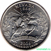 Монета. США. 25 центов 2006 год. Штат № 36 Невада. Монетный двор D.