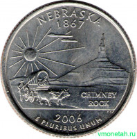 Монета. США. 25 центов 2006 год. Штат № 37 Небраска. Монетный двор P.