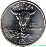 Монета. США. 25 центов 2007 год. Штат № 41 Монтана. Монетный двор P.