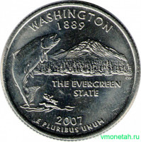 Монета. США. 25 центов 2007 год. Штат № 42 Вашингтон. Монетный двор P.