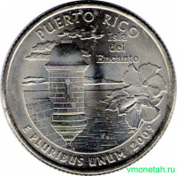 Монета. США. 25 центов 2009 год. Штат № 52 Пуэрто-Рико. Монетный двор D.