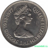 Монета. Великобритания. Джерси. 25 пенсов 1977 год. 25 лет правления королевы Елизаветы II.