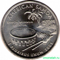 Монета. США. 25 центов 2009 год. Штат № 54 Американское Самоа. Монетный двор D.