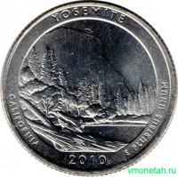 Монета. США. 25 центов 2010 год. Национальный парк № 3 Йосемитский (Калифорния). Монетный двор P.