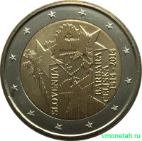 Монета. Словения. 2 евро 2014 год. Барбара Цилли.