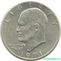 Монета. США. 1 доллар 1971 год. Монетный двор S. Серебро.
