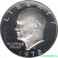 Монета. США. 1 доллар 1972 год. Монетный двор S. Серебро. Пруф.