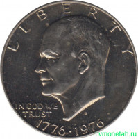 Монета. США. 1 доллар 1976 год. 200 лет независимости США. Монетный двор S. Вариант шрифта 1.