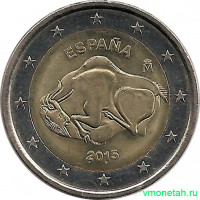 Монета. Испания. 2 евро 2015 год. Пещера Альтамира.