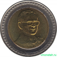 Монета. Тайланд. 10 бат 2006 (2549) год. 60 лет коронации Рамы IX.