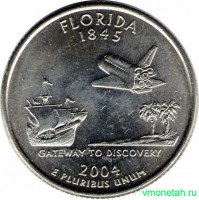 Монета. США. 25 центов 2004 год. Штат № 27 Флорида. Монетный двор P.