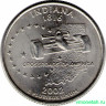Монета. США. 25 центов 2002 год. Штат № 19 Индиана. Монетный двор P.